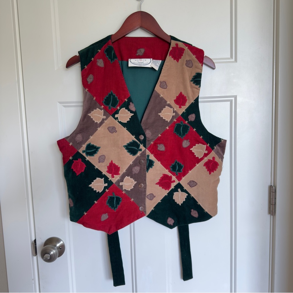 Colorful Leaf Patterned Women's Vest
